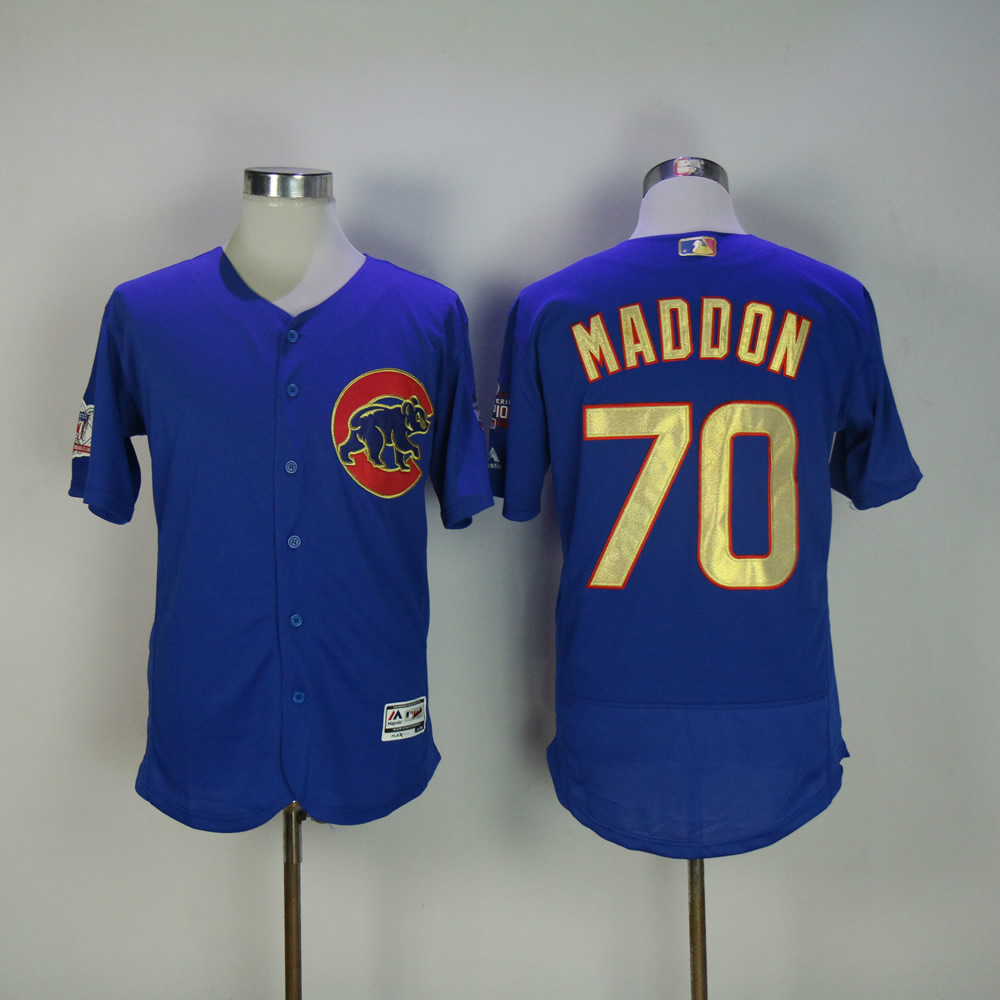 Men Chicago Cubs #70 Maddon Blue Champion Edition MLB Jerseys